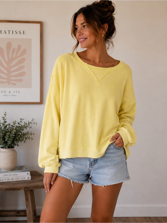 FP Movement by Free People Tops - FP Movement by Free People Oversized Long Sleeve Pullover in Yellow